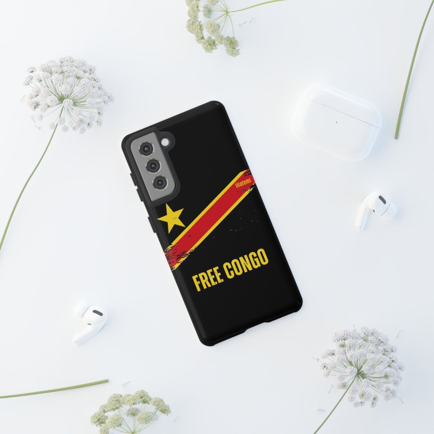 Coque de téléphone – Design "FREE CONGO" (Compatible avec iPhone, Samsung, Google Pixel)