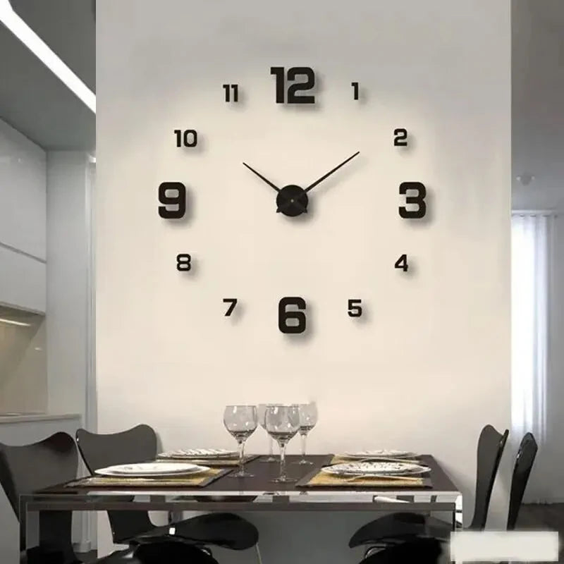 Horloge murale sans cadre DIY — Sticker chiffres accrylique silencieux