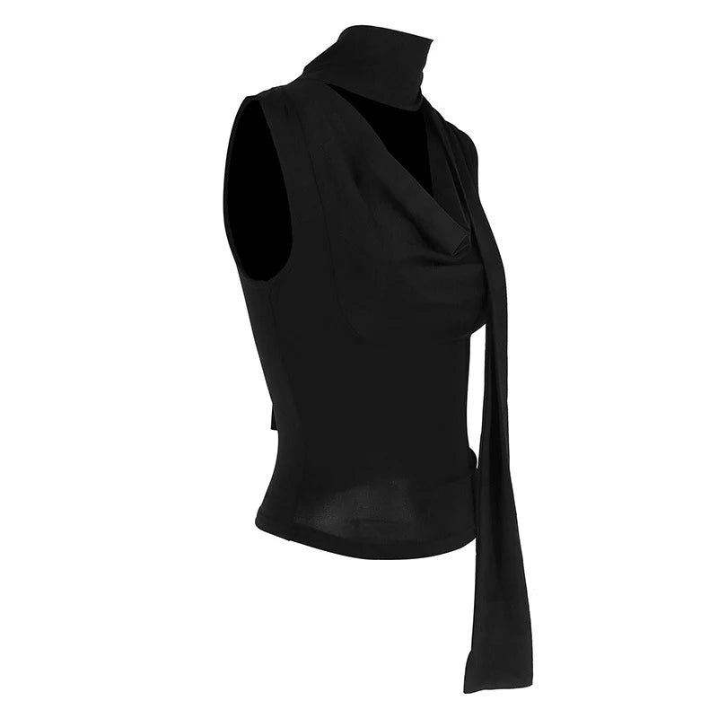 Débardeur côtelé slim sans manches — Top bandage col V femme streetwear