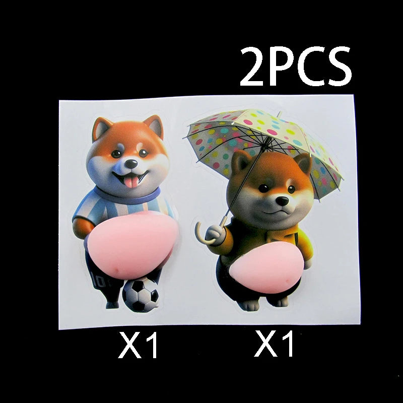 Stickers 3D Shiba Inu silicone — Autocollants chien kawaii auto-adhésifs