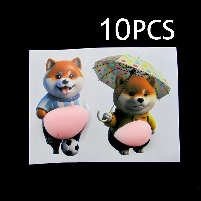 Stickers 3D Shiba Inu silicone — Autocollants chien kawaii auto-adhésifs