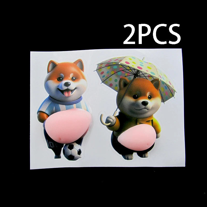 Stickers 3D Shiba Inu silicone — Autocollants chien kawaii auto-adhésifs