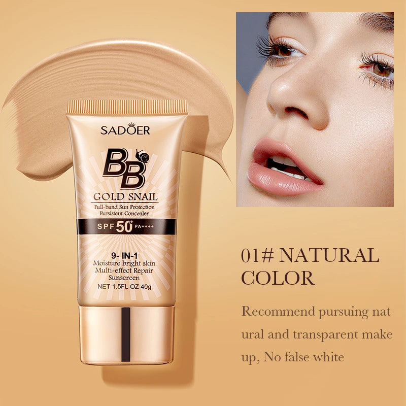 BB Cream escargot doré SPF50+ — Fond de teint hydratant anti-UV