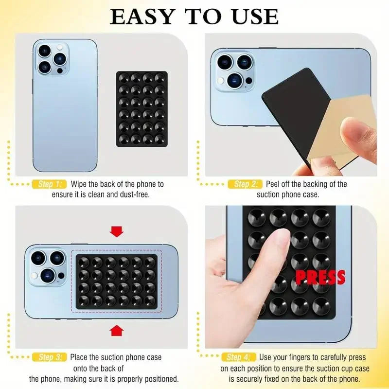 Sticker ventouse silicone téléphone — Support adhésif antidérapant multi-surface