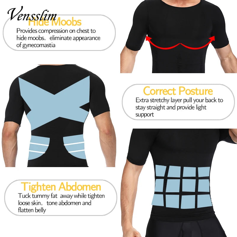 T-shirt compressant homme — Gaine abdomen & poitrine gynécomastie