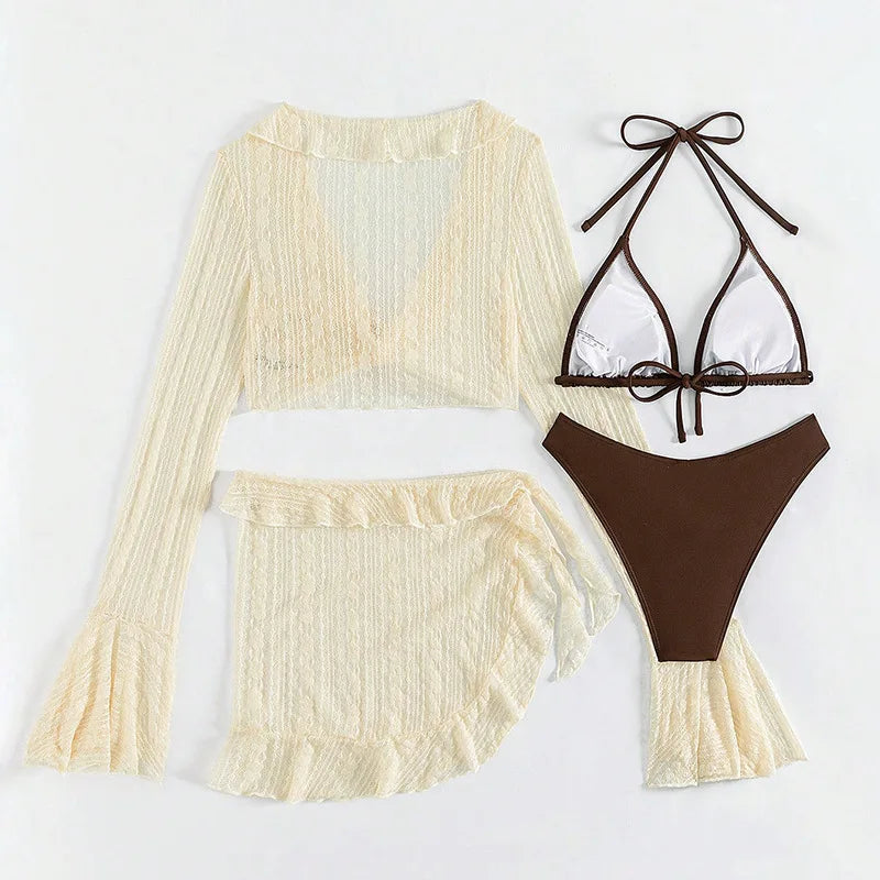 Maillot de bain 4 pièces avec cover-up — Bikini brésilien été 2026