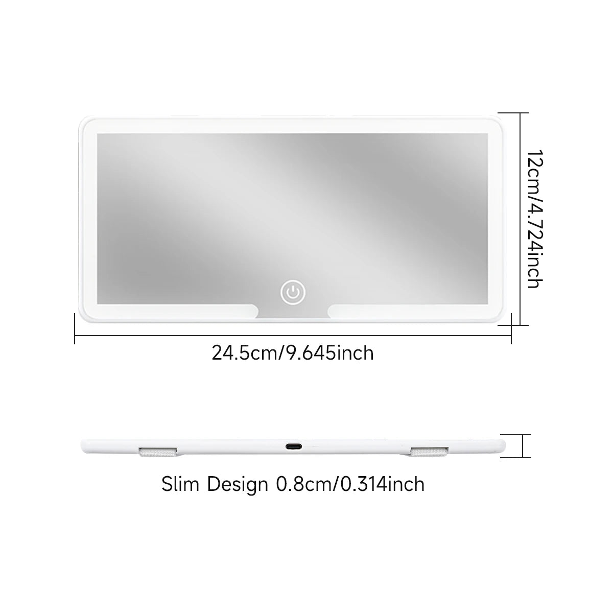 Miroir LED maquillage voiture — Éclairage HD rechargeable, se fixe partout