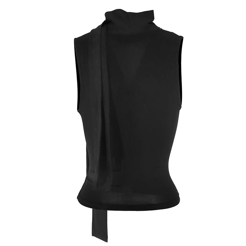 Débardeur côtelé slim sans manches — Top bandage col V femme streetwear
