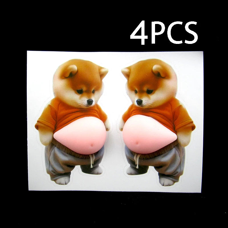 Stickers 3D Shiba Inu silicone — Autocollants chien kawaii auto-adhésifs