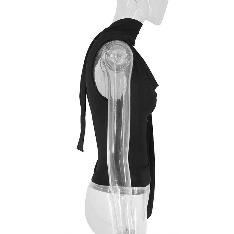 Débardeur côtelé slim sans manches — Top bandage col V femme streetwear