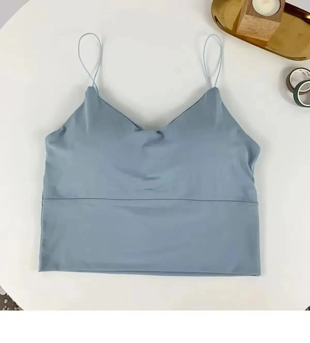 Bralette tube soie glacée — Top sport sans armatures femme