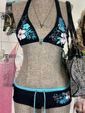 Bikini imprimé floral 2 pièces — Maillot de bain halter style vintage