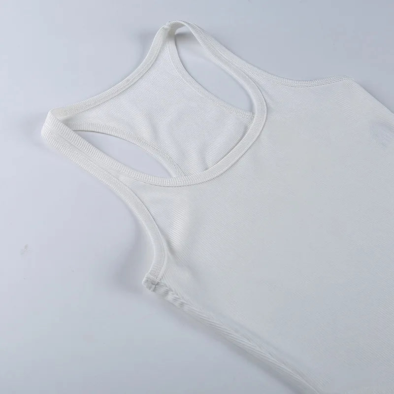 Body sans manches moulant — Top halter épaules dénudées côtelé