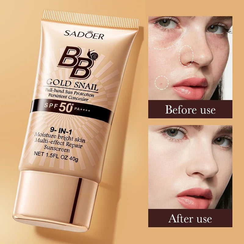 BB Cream escargot doré SPF50+ — Fond de teint hydratant anti-UV