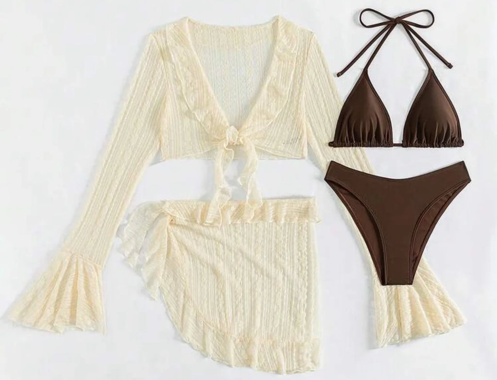 Maillot de bain 4 pièces avec cover-up — Bikini brésilien été 2026