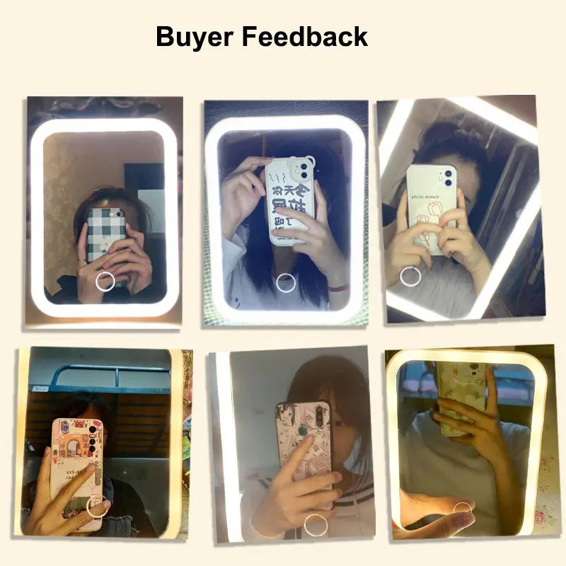 Miroir maquillage LED 3 couleurs — Rechargeable USB tactile portable