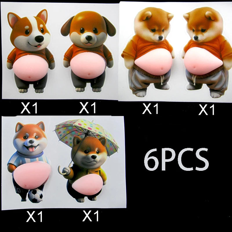 Stickers 3D Shiba Inu silicone — Autocollants chien kawaii auto-adhésifs
