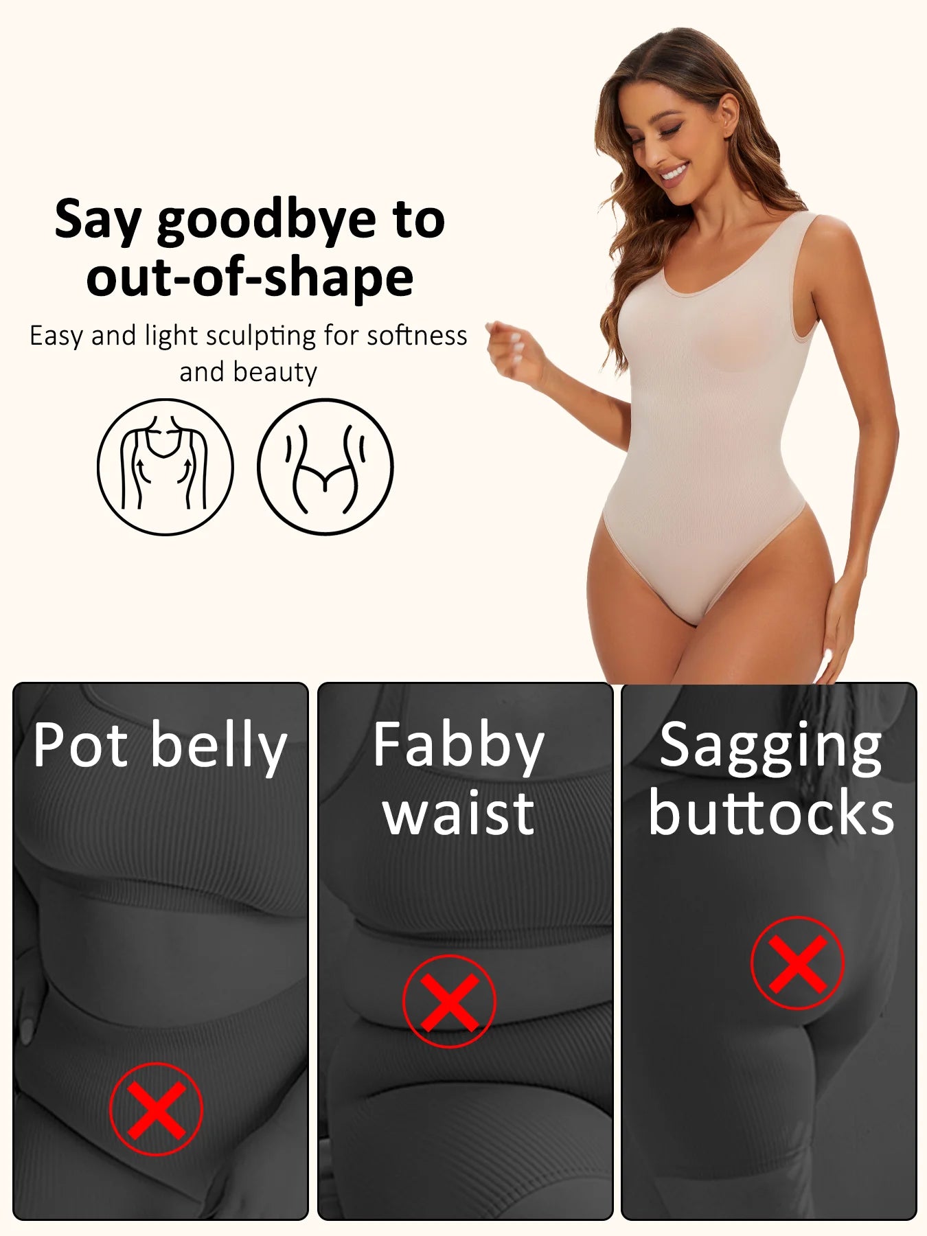 Bodysuit gainant tanga invisible — Ventre plat entrejambe ouvert