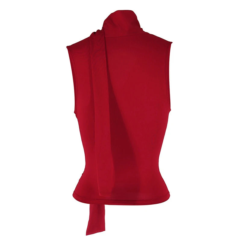 Débardeur côtelé slim sans manches — Top bandage col V femme streetwear