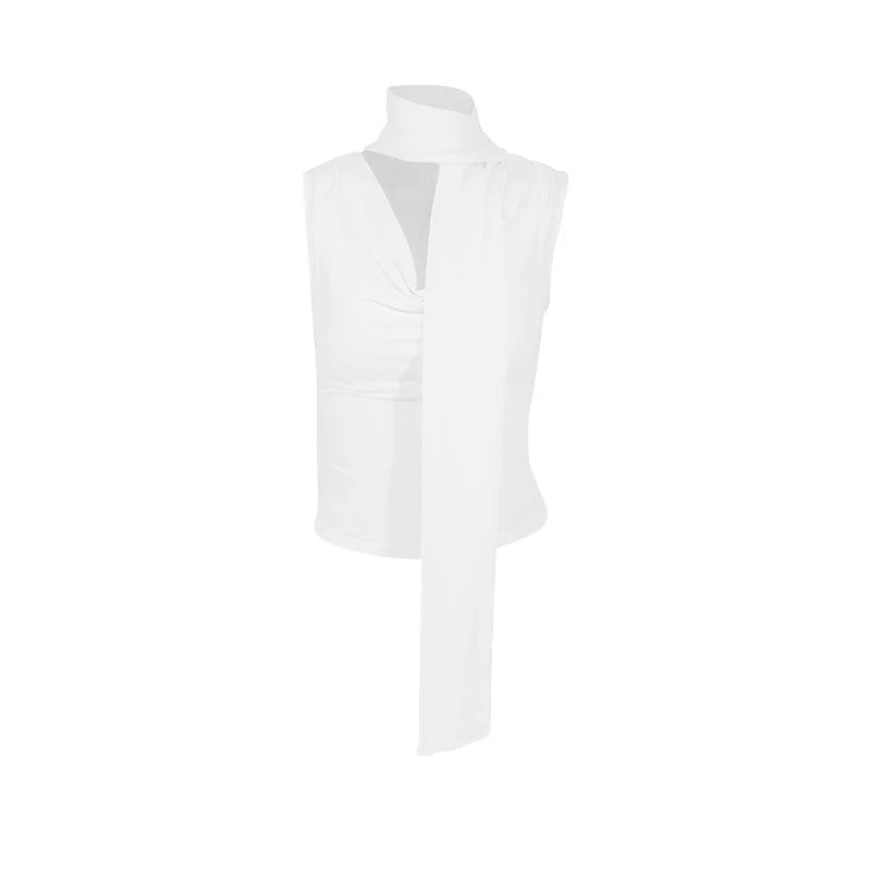 Débardeur côtelé slim sans manches — Top bandage col V femme streetwear