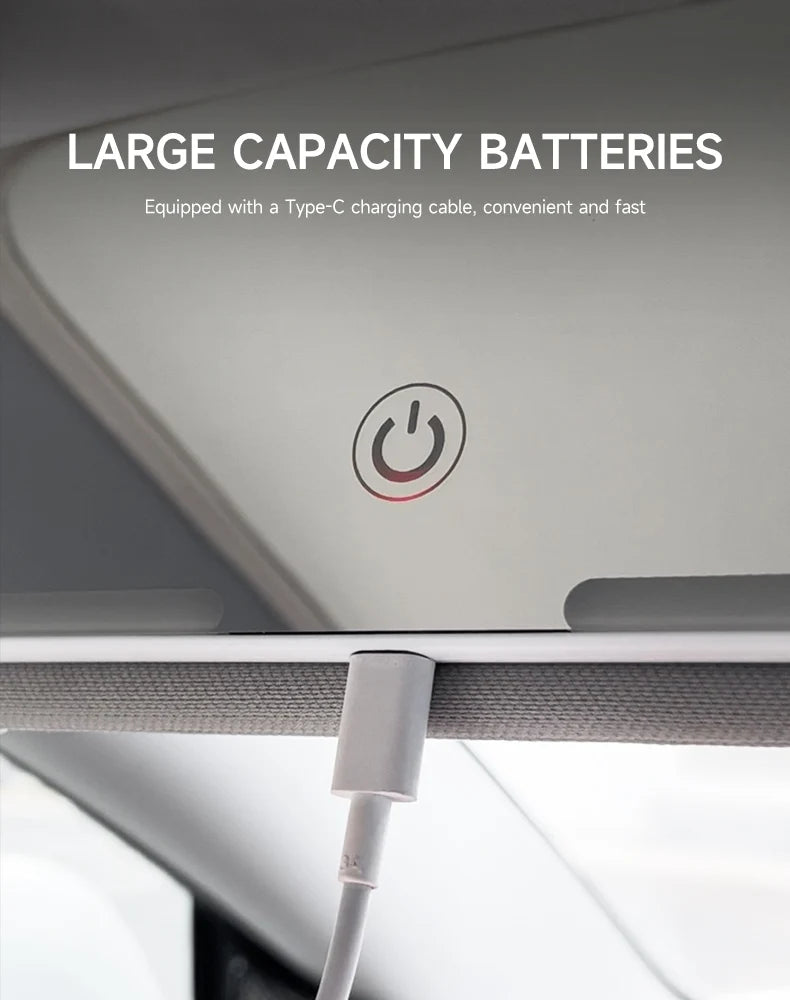 Miroir LED maquillage voiture — Éclairage HD rechargeable, se fixe partout