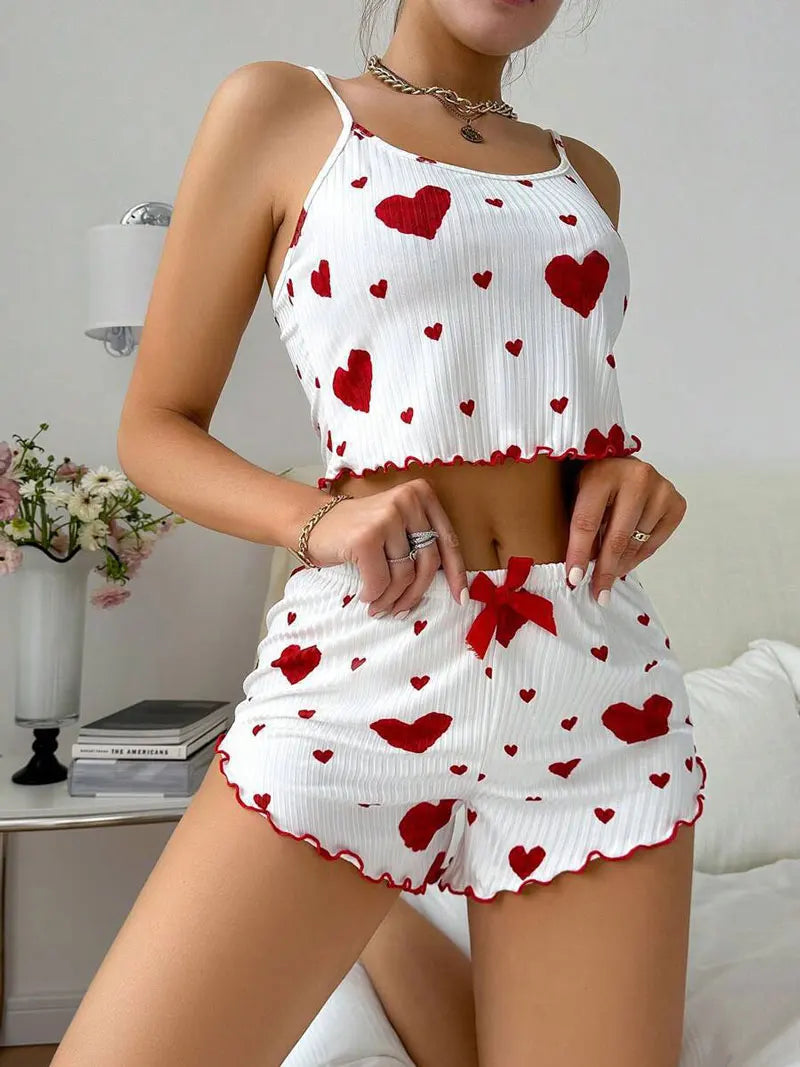Ensemble pyjama 2 pièces — Haut + short lingerie nuit femme