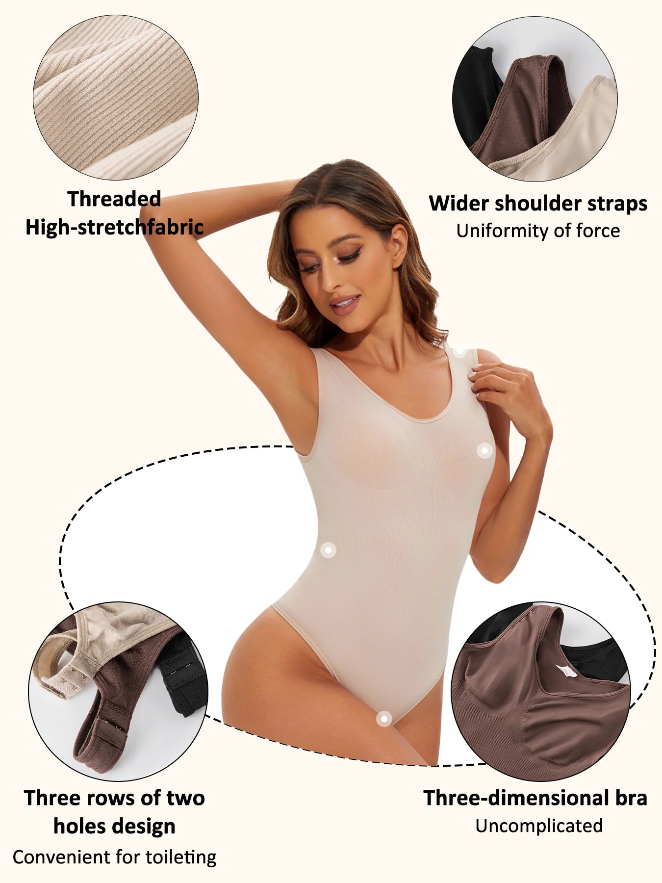 Bodysuit gainant tanga invisible — Ventre plat entrejambe ouvert