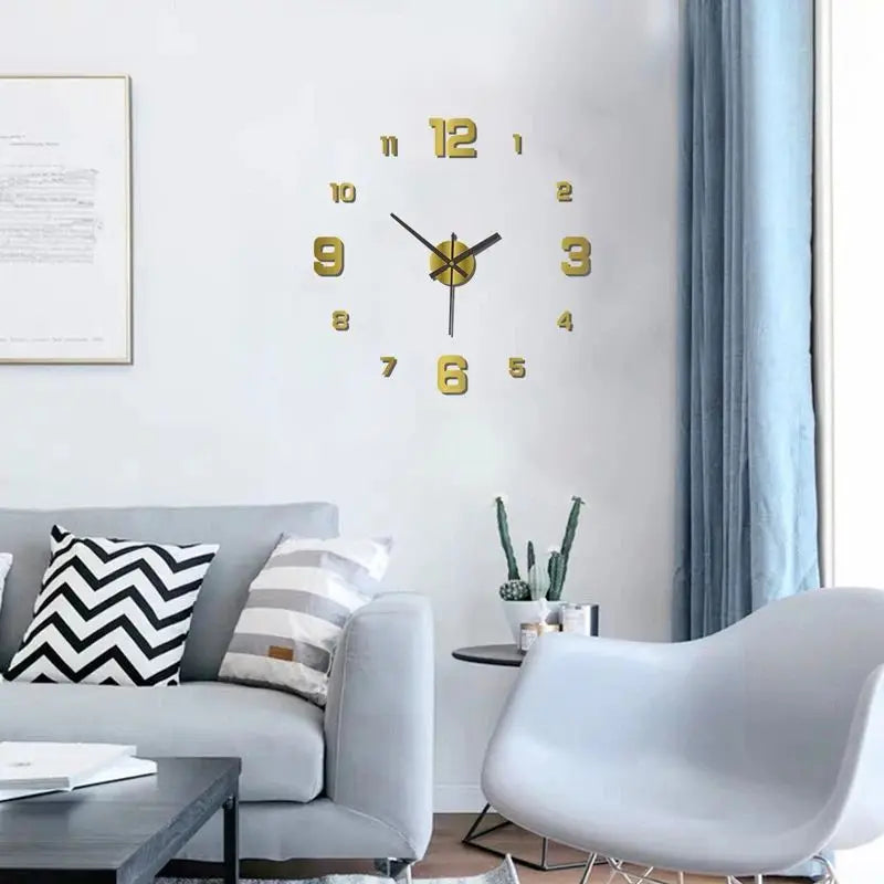 Horloge murale sans cadre DIY — Sticker chiffres accrylique silencieux