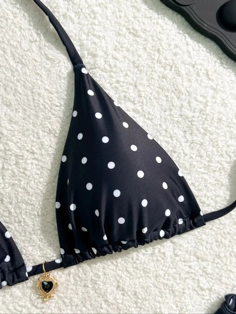 Bikini 2 pièces à pois — Maillot style américain noir & blanc