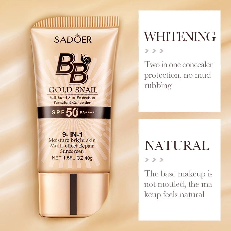 BB Cream escargot doré SPF50+ — Fond de teint hydratant anti-UV