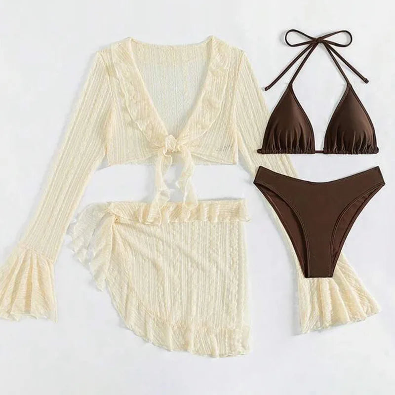 Maillot de bain 4 pièces avec cover-up — Bikini brésilien été 2026
