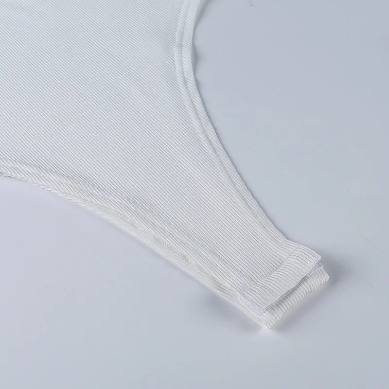 Body sans manches moulant — Top halter épaules dénudées côtelé