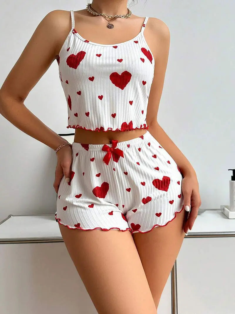 Ensemble pyjama 2 pièces — Haut + short lingerie nuit femme