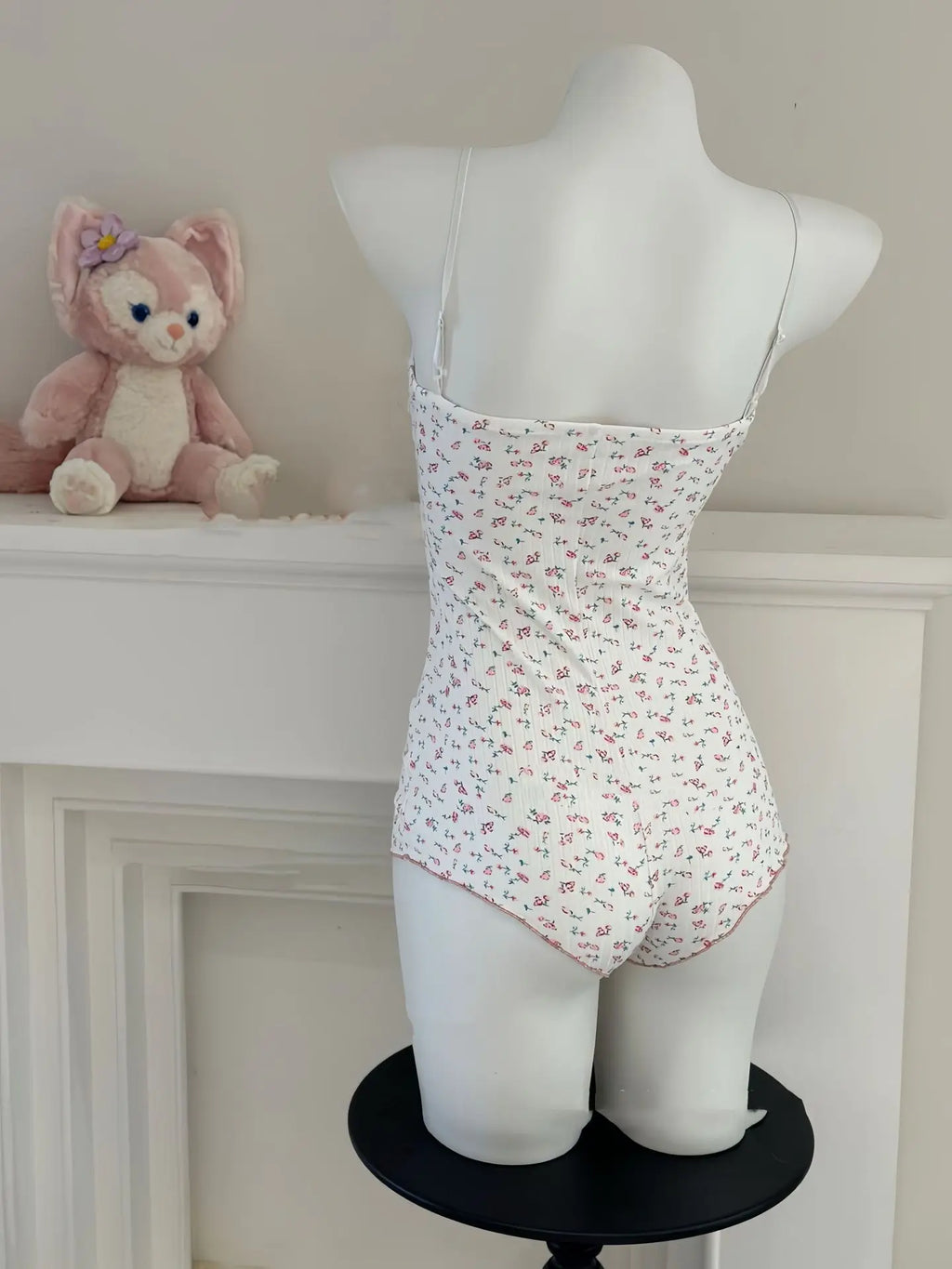 Body imprimé floral avec dentelle — Justaucorps slim sans manches