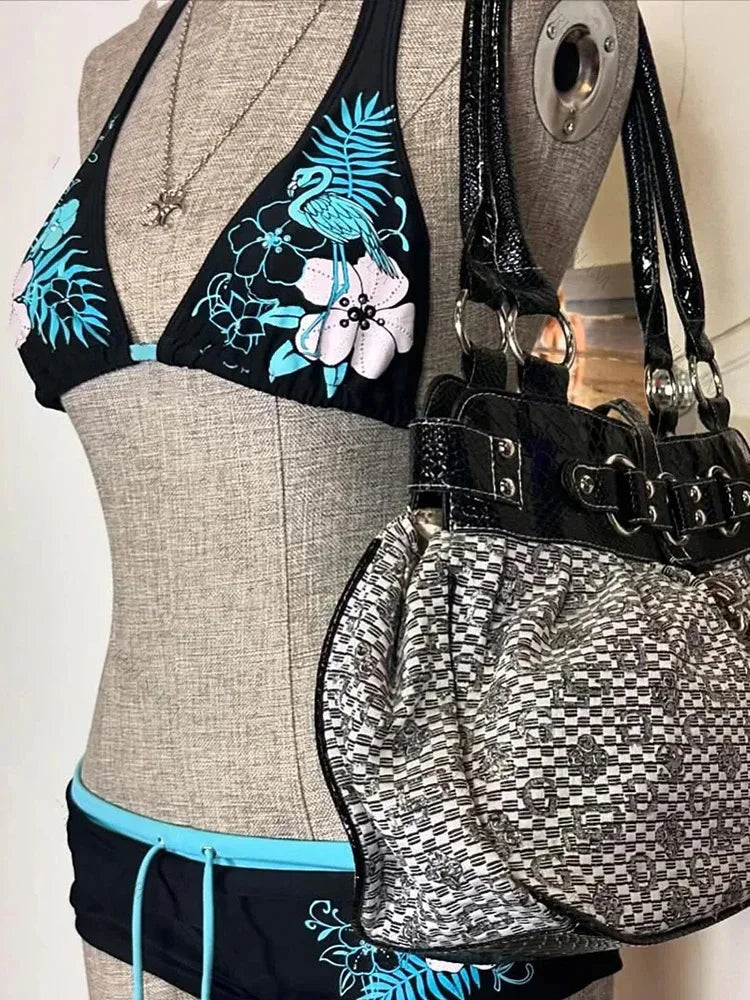 Bikini imprimé floral 2 pièces — Maillot de bain halter style vintage