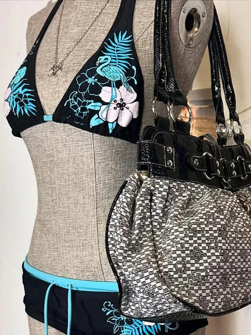Bikini imprimé floral 2 pièces — Maillot de bain halter style vintage