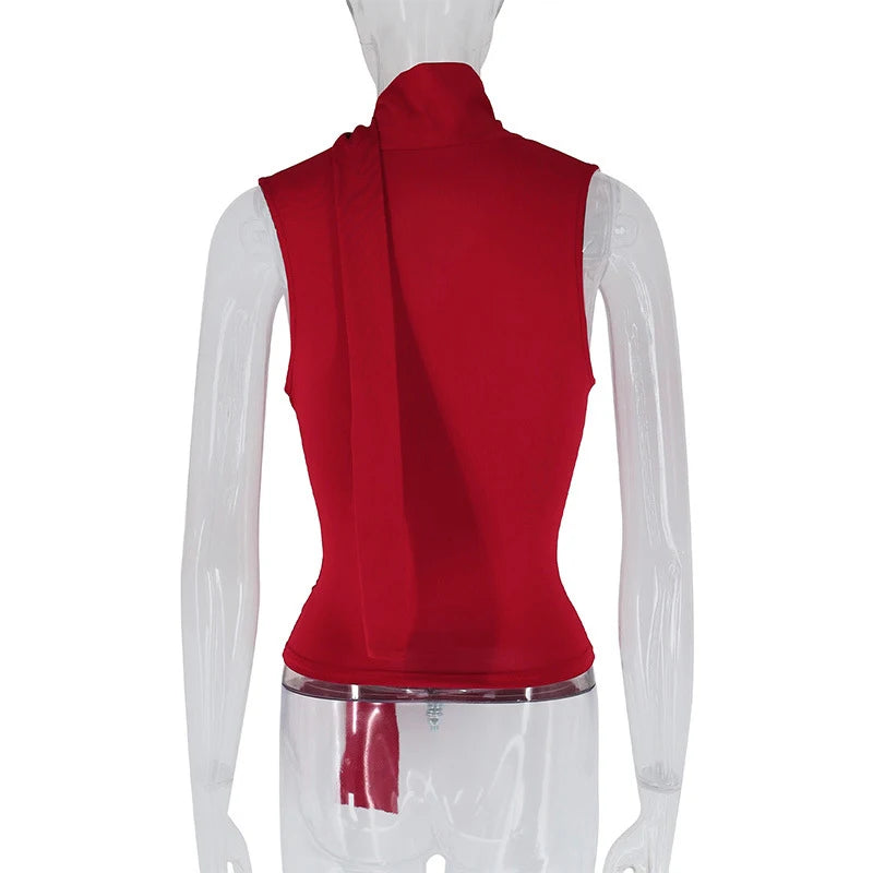 Débardeur côtelé slim sans manches — Top bandage col V femme streetwear