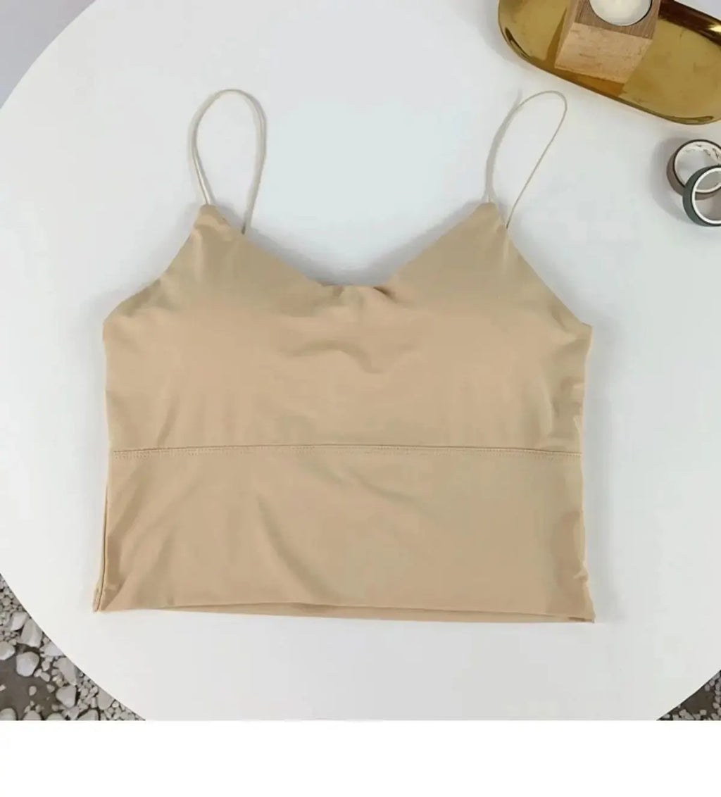 Bralette tube soie glacée — Top sport sans armatures femme