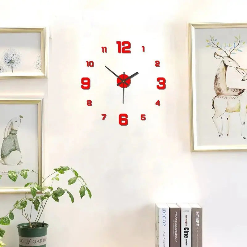 Horloge murale sans cadre DIY — Sticker chiffres accrylique silencieux