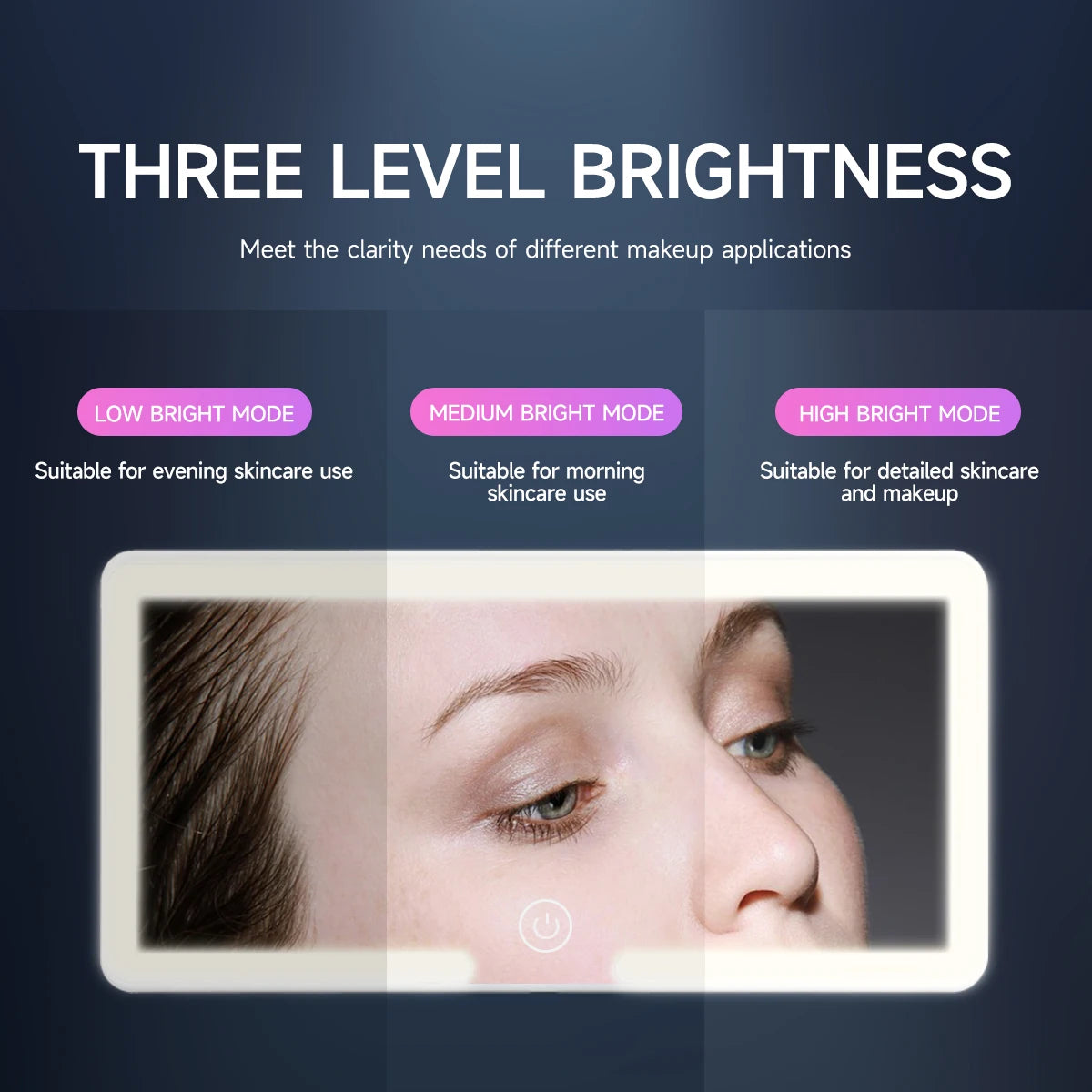 Miroir LED maquillage voiture — Éclairage HD rechargeable, se fixe partout