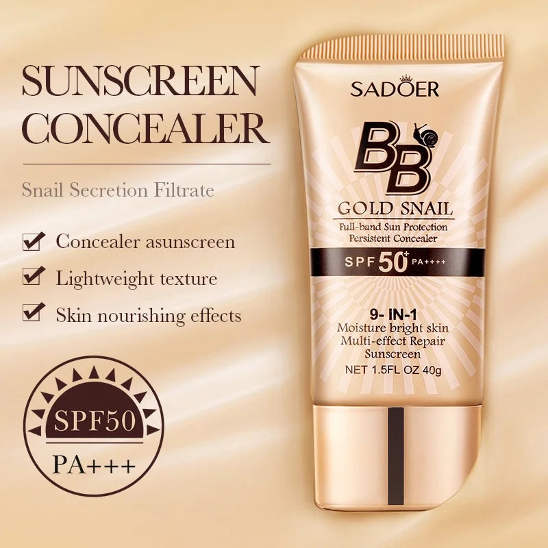 BB Cream escargot doré SPF50+ — Fond de teint hydratant anti-UV
