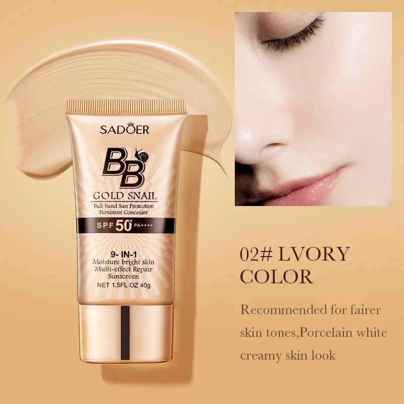 BB Cream escargot doré SPF50+ — Fond de teint hydratant anti-UV
