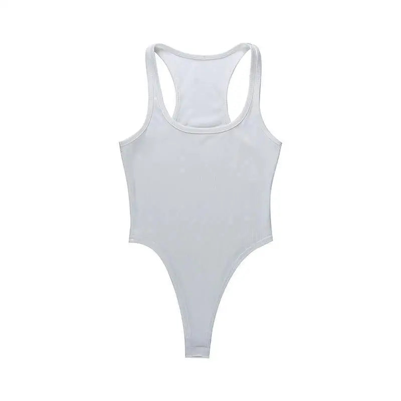 Body sans manches moulant — Top halter épaules dénudées côtelé