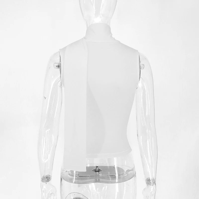Débardeur côtelé slim sans manches — Top bandage col V femme streetwear