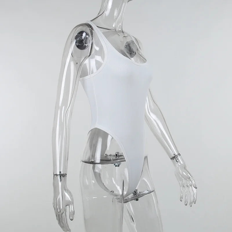 Body sans manches moulant — Top halter épaules dénudées côtelé
