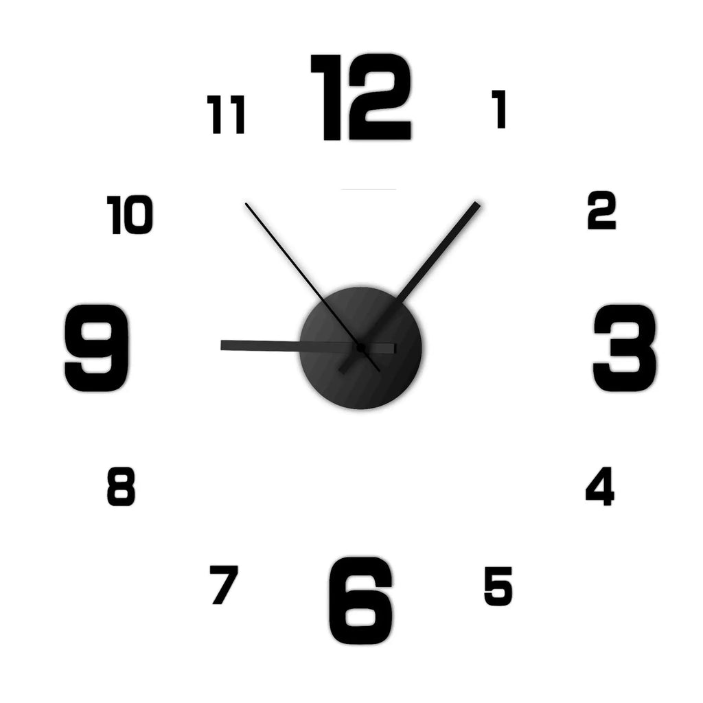 Horloge murale sans cadre DIY — Sticker chiffres accrylique silencieux