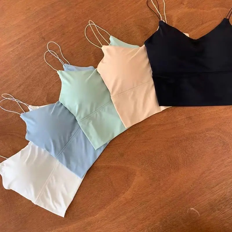 Bralette tube soie glacée — Top sport sans armatures femme