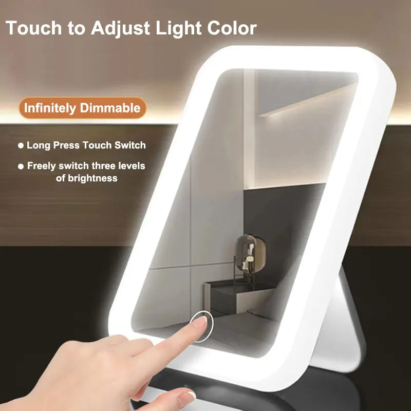 Miroir maquillage LED 3 couleurs — Rechargeable USB tactile portable
