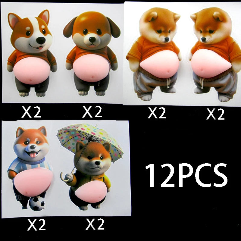 Stickers 3D Shiba Inu silicone — Autocollants chien kawaii auto-adhésifs