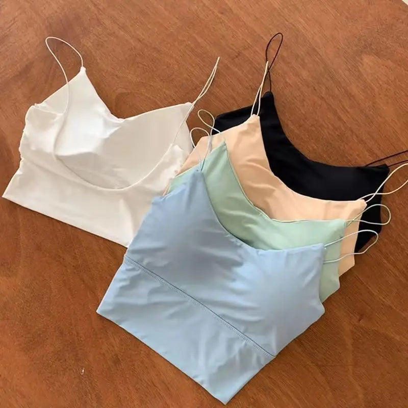 Bralette tube soie glacée — Top sport sans armatures femme
